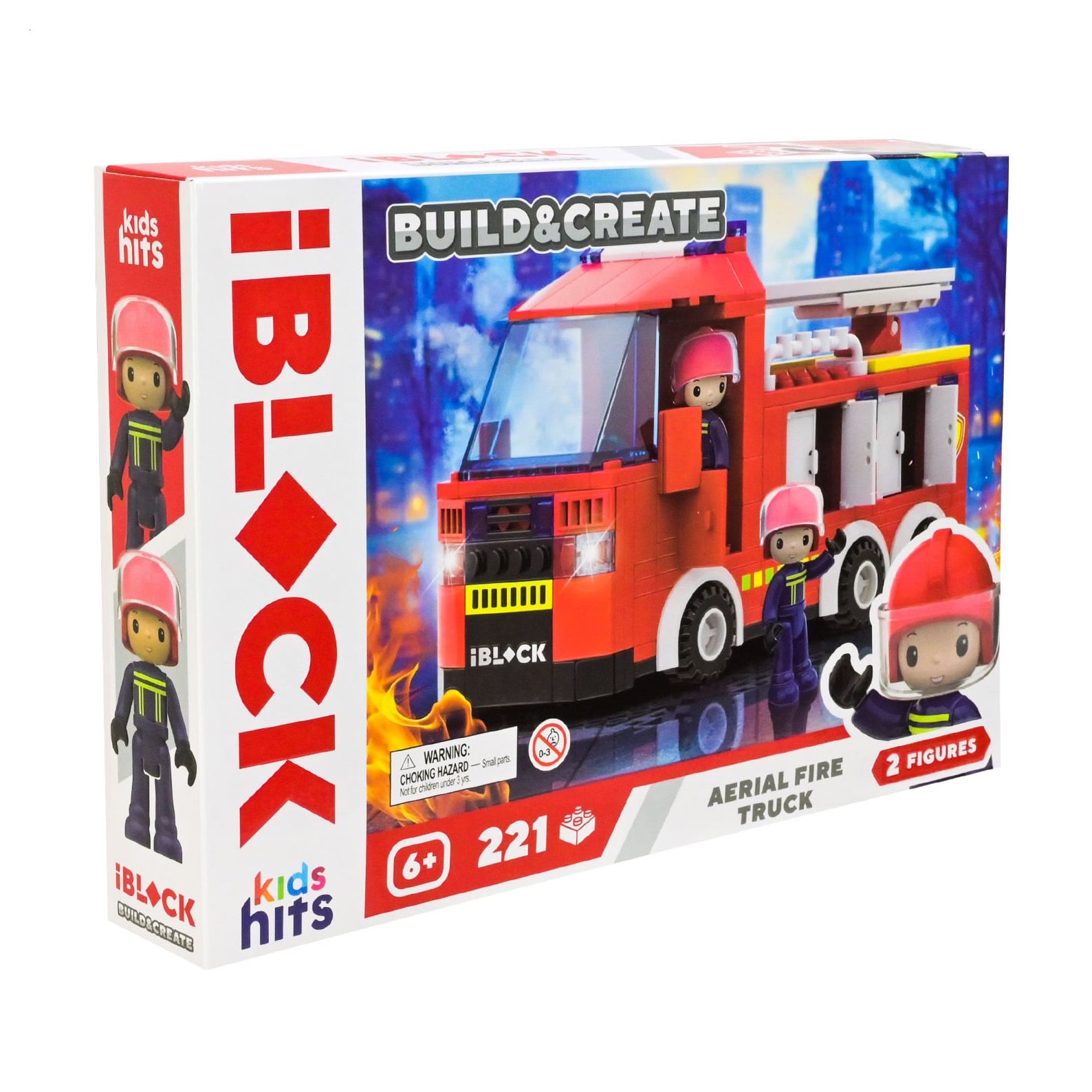 Дитячий конструктор iBlock Junior Build &amp; Create Aerial Fire Truck, 221 елемент, 2 фігурки, від 6 років, 32*5*21.5 см (KH43/002/3)