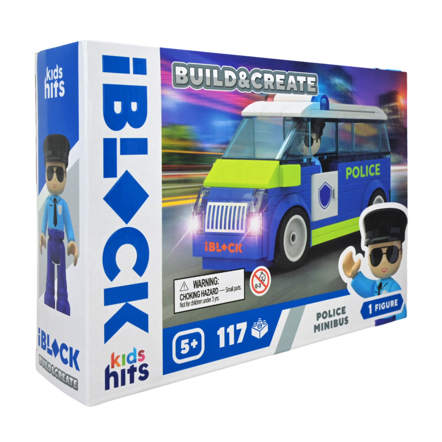 Дитячий конструктор iBlock Junior Build &amp; Create Police Minibus, 117 елементів, 1 фігурка, від 5 років, 24*16*6 см (KH41/002/4)