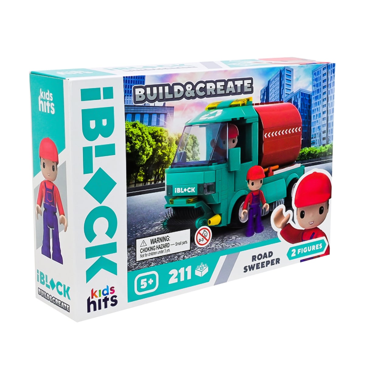 Дитячий конструктор iBlock Junior Build &amp; Create Road Sweeper, 211 елементів, 2 фігурки, від 5 років, 24*16*6 см (KH17/005/3)